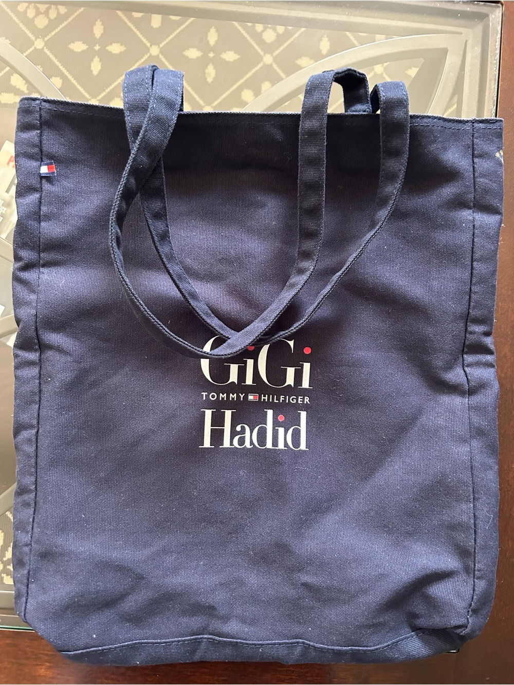 Tommy Hilfiger Navy Canvas Gigi Hadid Logo Tote